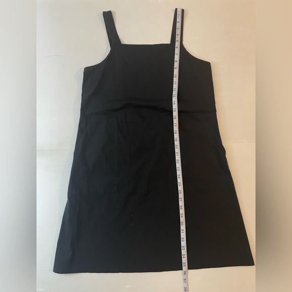 Eileen Fisher Organic Cotton Poplin Apron Dress Size Medium Large Black Pinafore - Picture 3 of 9